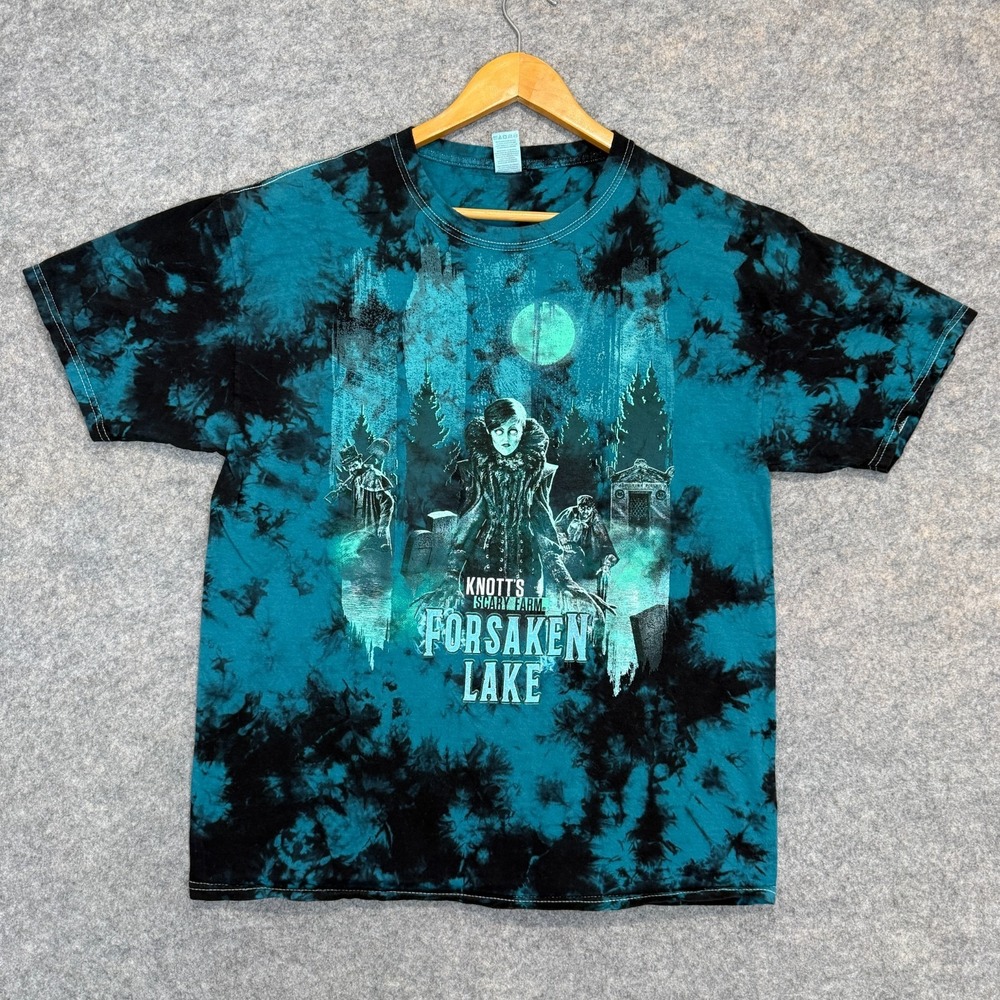 Vintage Knotts Scary Farm Forsaken Lake Tee Shirt Adult Large Horror Rare Tiedye